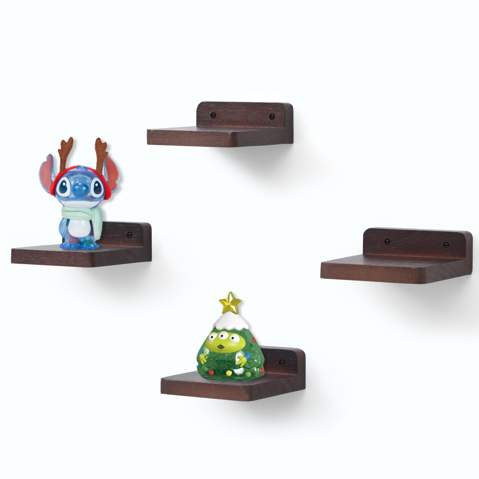4 PCS Small Floating Shelf 4x4 Inch Display Ledges Mini Rustic Dark Walnut gallery