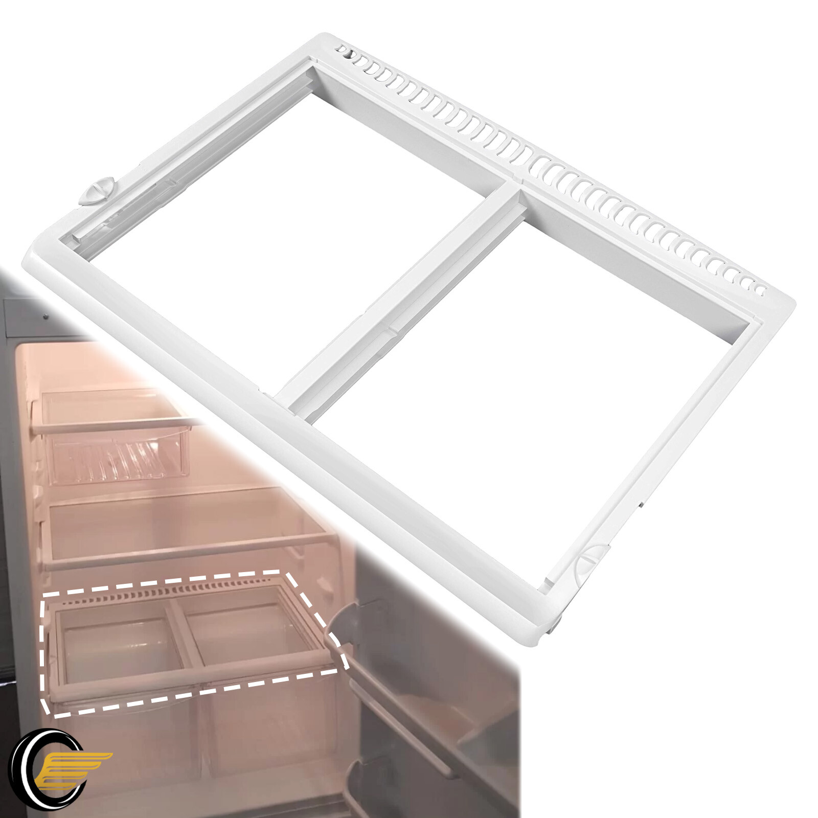 White Crisper Drawer Cover Frame Fit For Frigidaire Refrigerator 240364787 New gallery