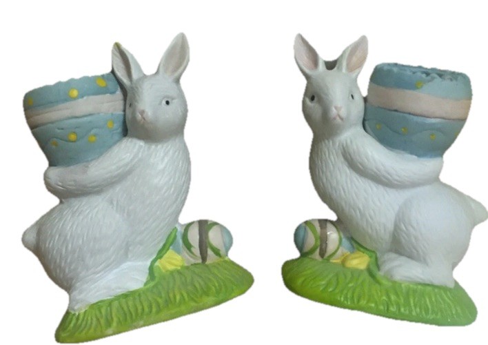 Taper Candle Holders S/2 Easter Peter Rabbit 1990 By Lillian Vernon-NEW!!