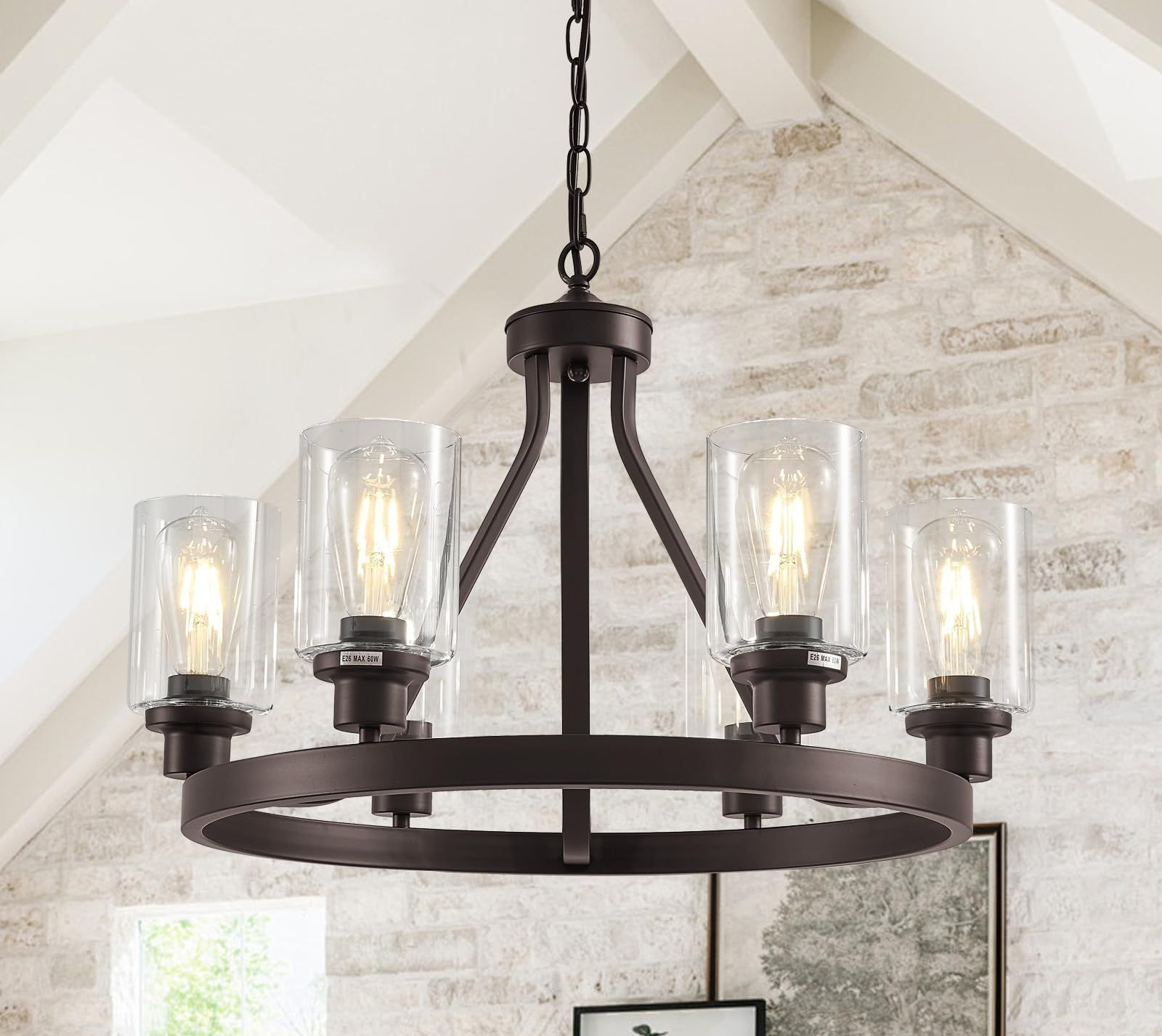LANHALL 6-Light 24" FARMHOUSE CHANDELIER Light Fixture Dining Room BRONZE Metal gallery