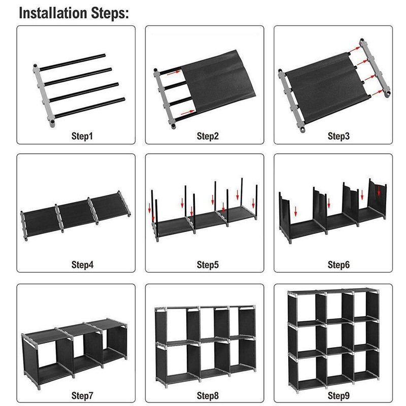 6/9 Cubes Grid Storage Closet Cloth Organizer Shelf Bookcase Storage Modular gallery