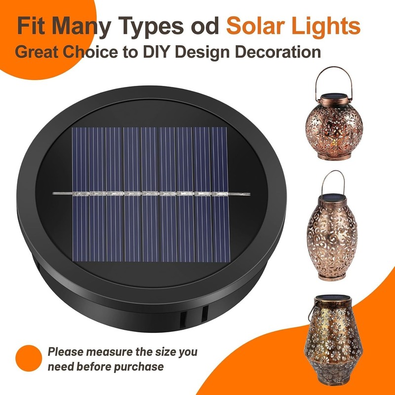 High-Efficiency Solar Light Replacement Tops - 3.35in Lantern Inserts, Warm LED gallery