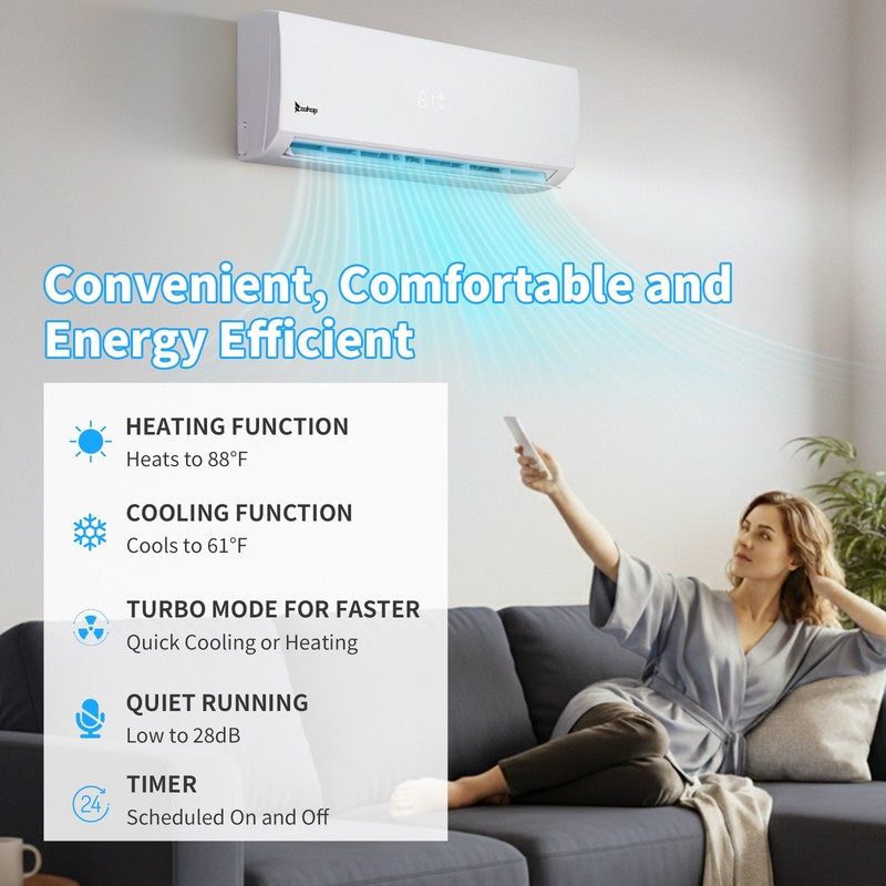 38000 BTU 4 Zone AC Ductless Mini Split Air Conditioner Heat Pump: 4 x 9000 BTU gallery