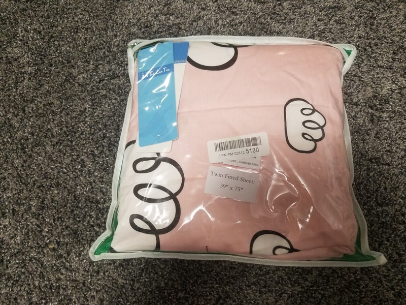 Twin Fitted Sheet Pink Cloud Print Deep Pocket Cotton New 39x75 Soft Bedding gallery