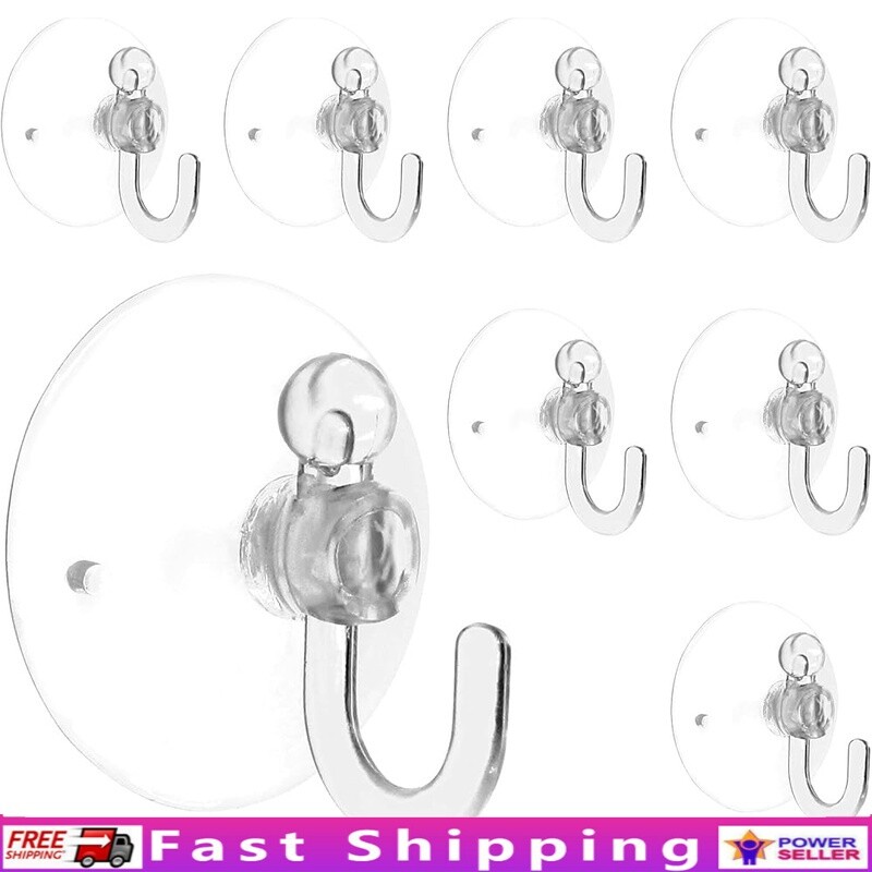 20Pcs Clear Suction Cup Hooks Strong Plastic Hangers Wall Bathroom Shower New gallery