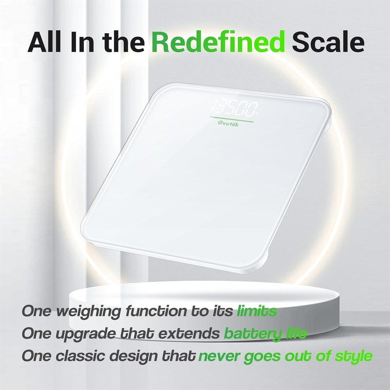 Digital Bathroom Scale 400lb LED Display Tempered Glass Body Weight White gallery
