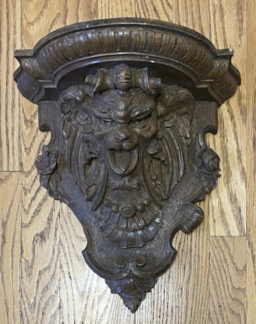 Vintage Gargoyle Statyr Goth Pan Protector Ornate Ceramic Wall Shelf Sconce 15" gallery