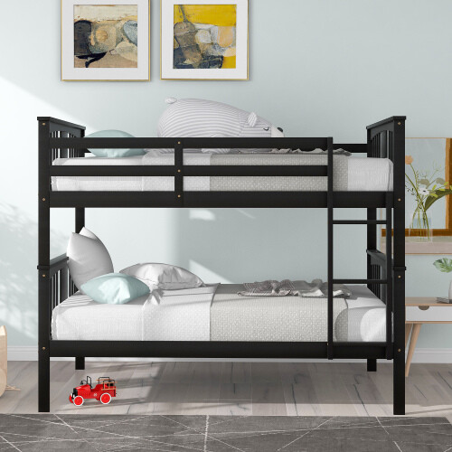 Full Over Full Bunk Bed Wood Bed Frames Full Size Platform Beds White/Gray/Brown gallery
