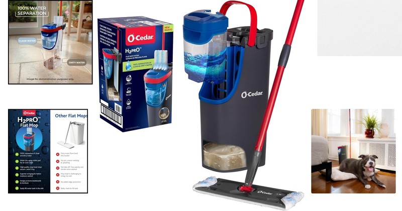 O-Cedar H2prO Flat Mop System | Quick Everyday Cleaning | Dual-Tank Fresh Wat... gallery