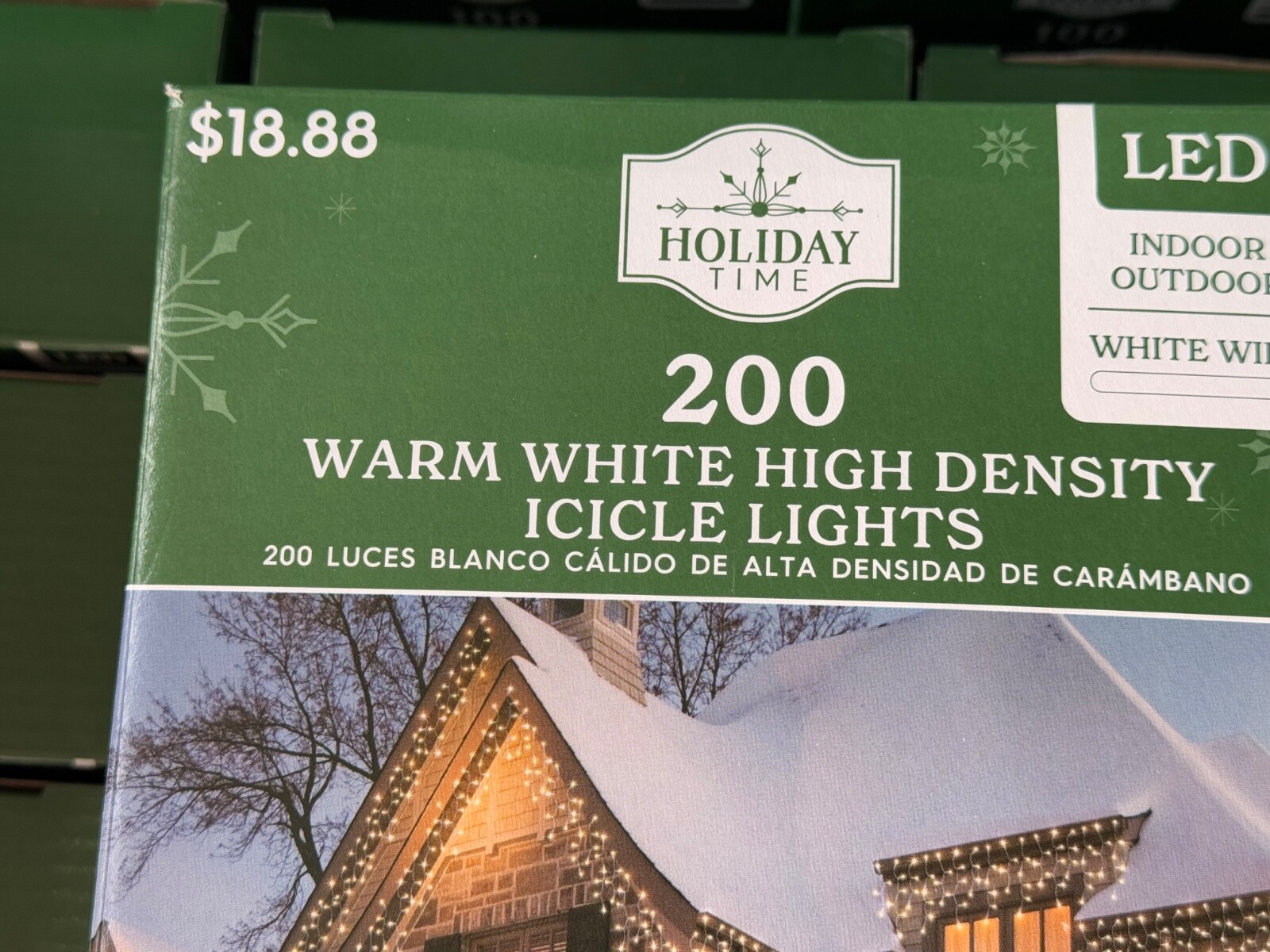Holiday Time 200-Count WARM White LED High-Density Icicle Lights white wire gallery