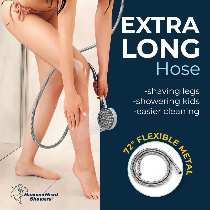 HammerHead Showers® Solid Metal Handheld Shower Head 2.5 GPM, Brushed Nickel gallery