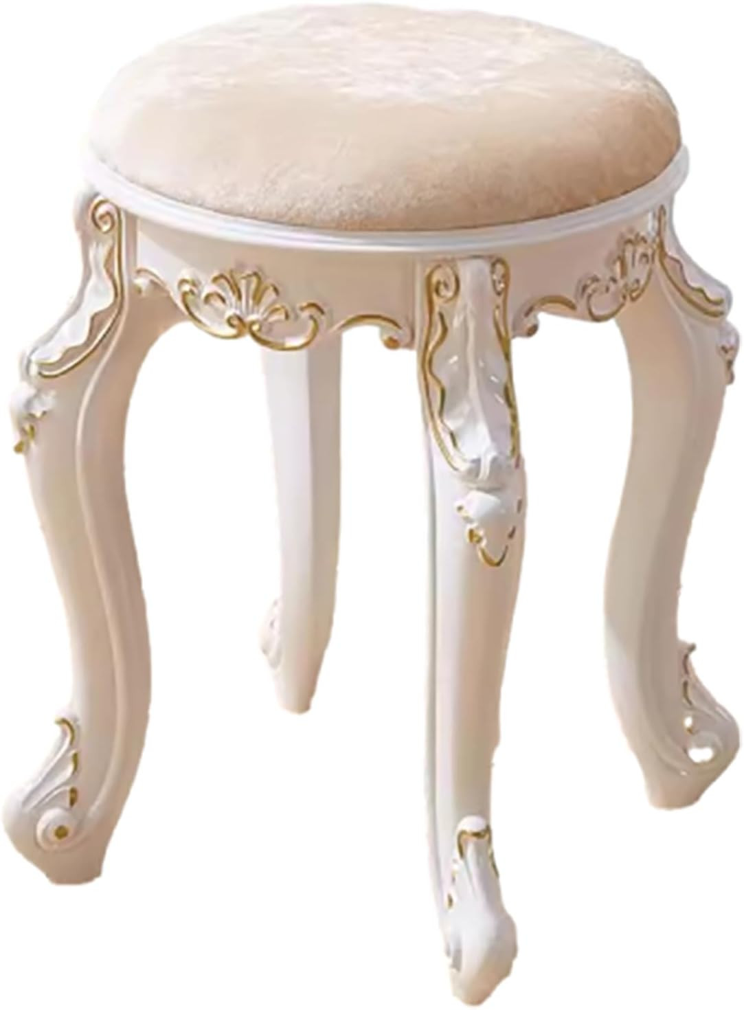 Vintage Golden Velvet Vanity Stool - Round & Rectangular Makeup Chair gallery