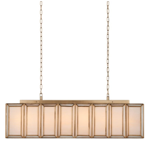 Currey & Company Daze Rectangle High End Luxury Chandelier Brass and Milk Glass gallery