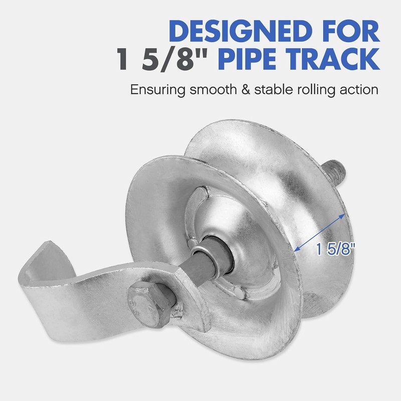 Sliding Gate Rollers 5" Steel Pipe Track Roller Galvanized for 1 5/8" Pipe Track gallery