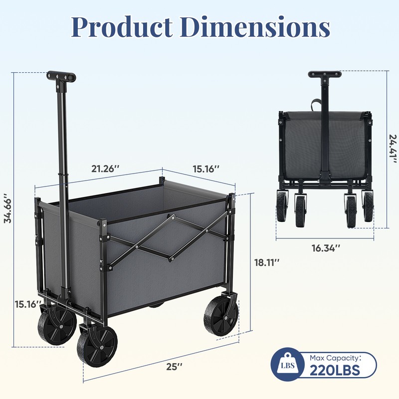 Foldable Trolley, Equipped With Wheels, With A Load Capacity Of 220 Pounds, A St gallery