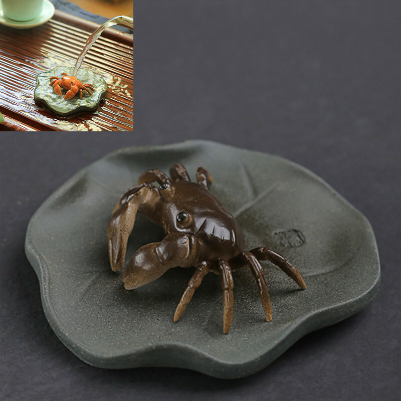 Creative Zisha Tea Pet Color Change Crab On Lotus Yixing Purple Clay Tea Play gallery