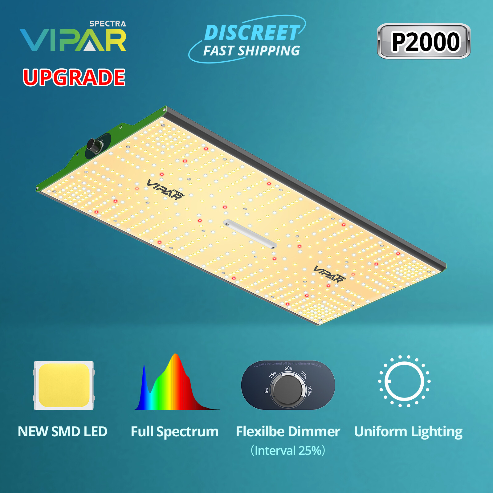 VIPARSPECTRA P2000 LED Grow Light Full Spectrum for Indoor Plants Veg Bloom IR gallery