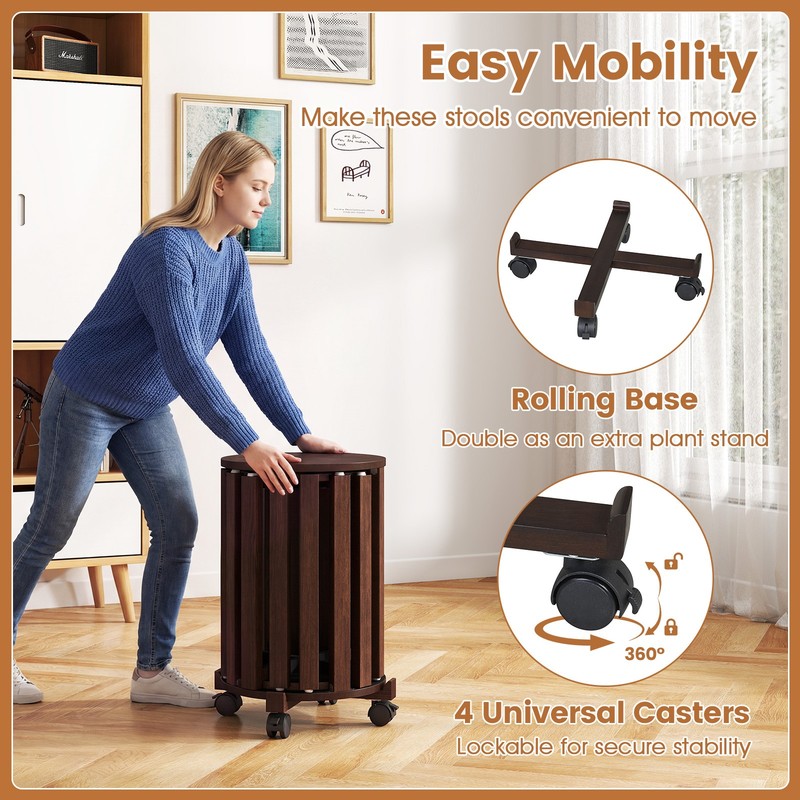 Stackable Stools Set of 4 w/Rolling Base, Locking Casters for Kitchen Apartments gallery