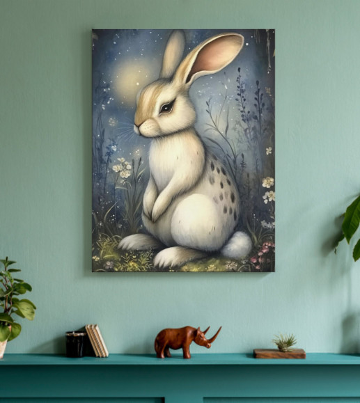 Rabbit Winter Season Scene Animal Print Wall Art Home Decor Various Sizes NEW gallery