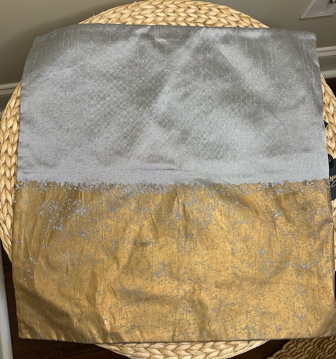 Michael Aram Metallic Textured Decorative Pillow Cover18" x 18" Gray Gold Luxury gallery
