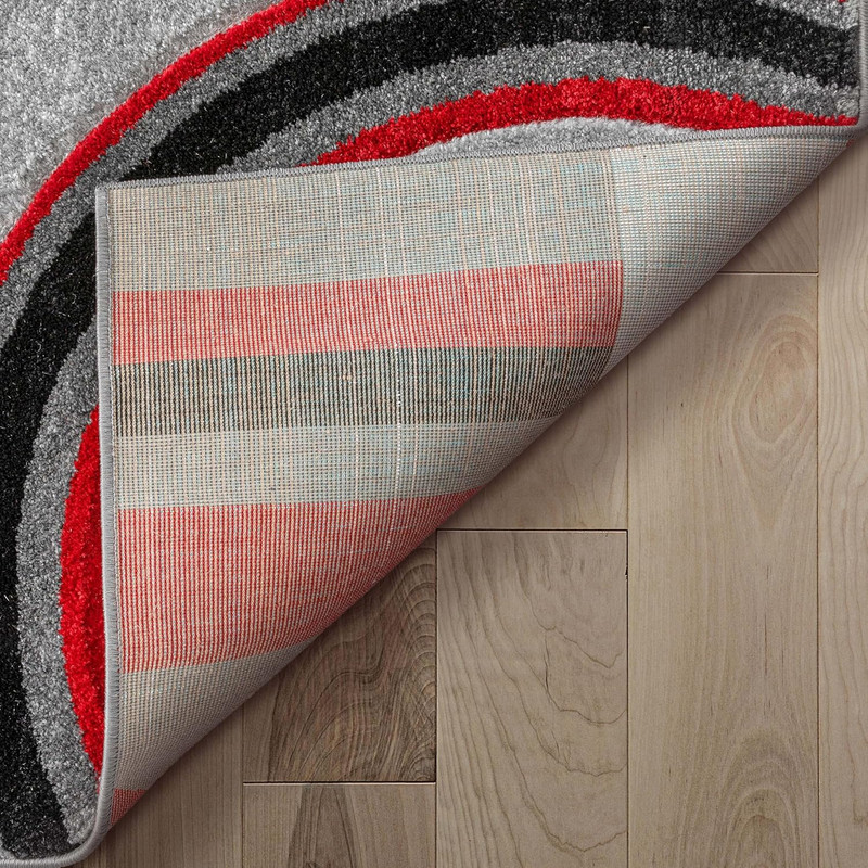 Ruby Echo Shapes & Circles Geometric Red and Grey 5 by 7 Rug - Abstract Modern C gallery