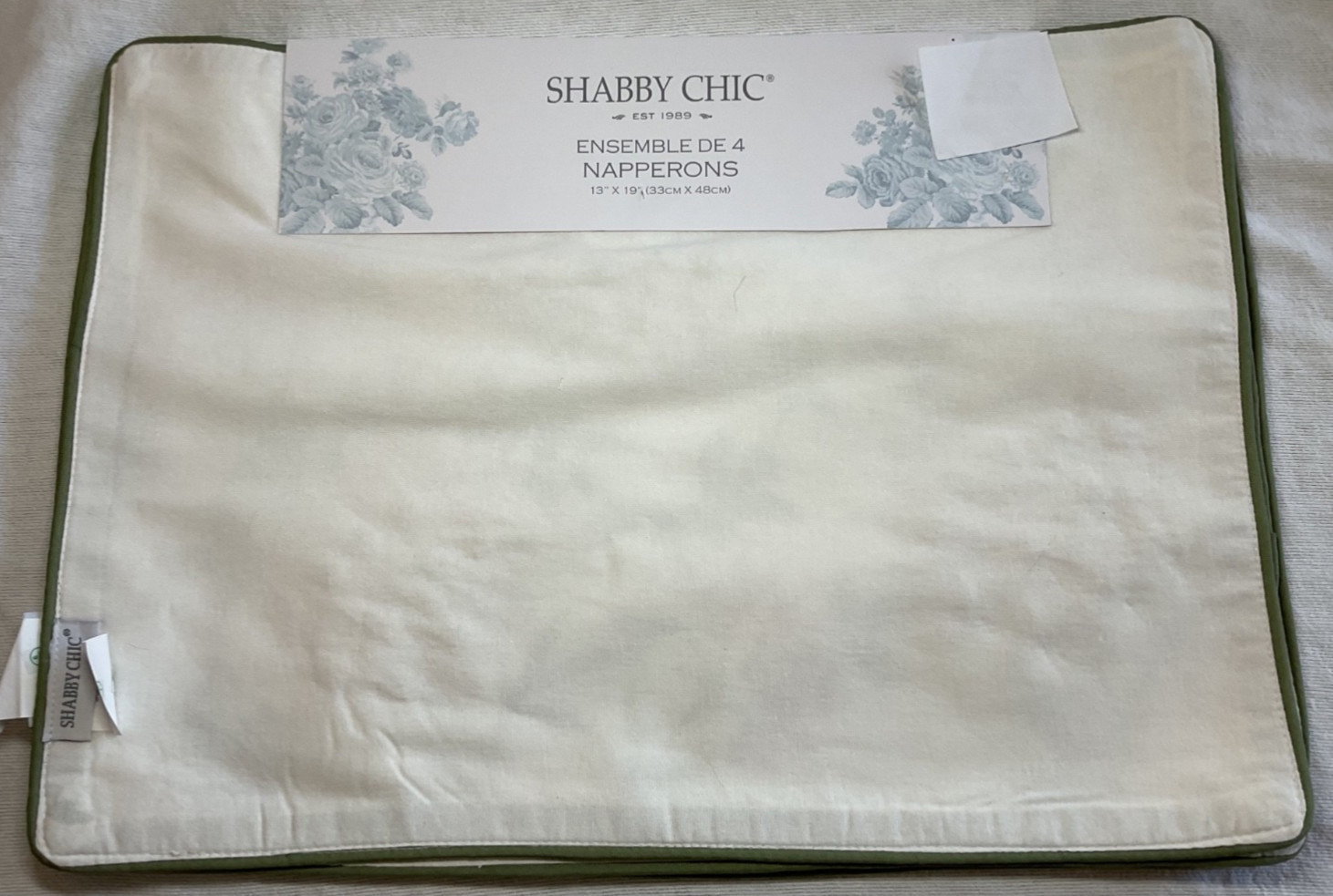 SHABBY CHIC PLACEMATS FLOWERS PINK PEACH 13 X 19 POLYESTER COTTON NWT gallery