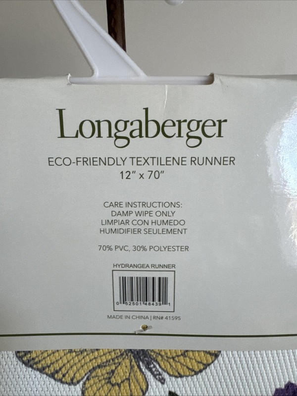 Longaberger Hydrangea Butterfly Runner 12 X 70 gallery