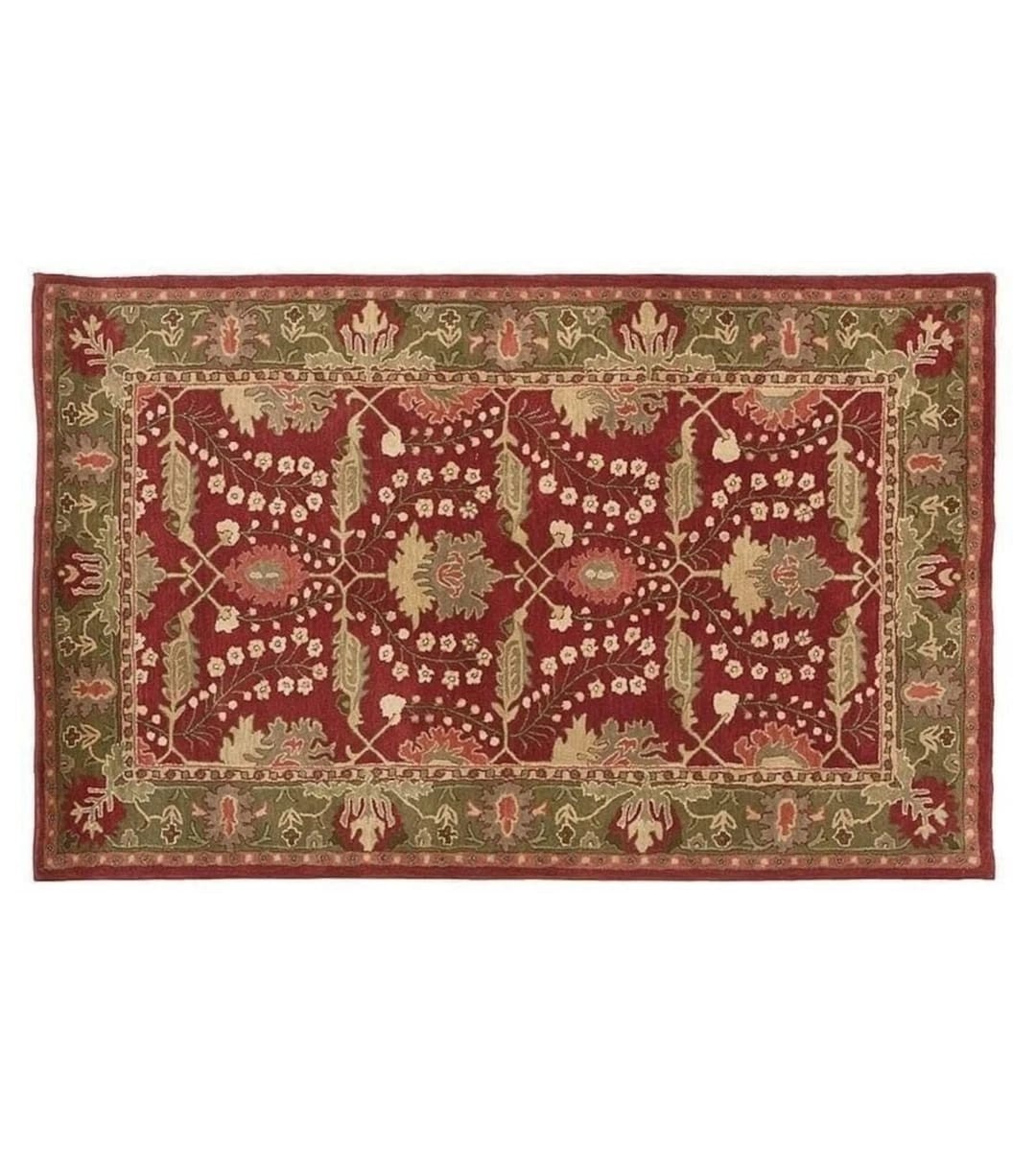 PB Franklin Multi Red Traditional Oriental Style Handmade Tufted 100% Woolen gallery