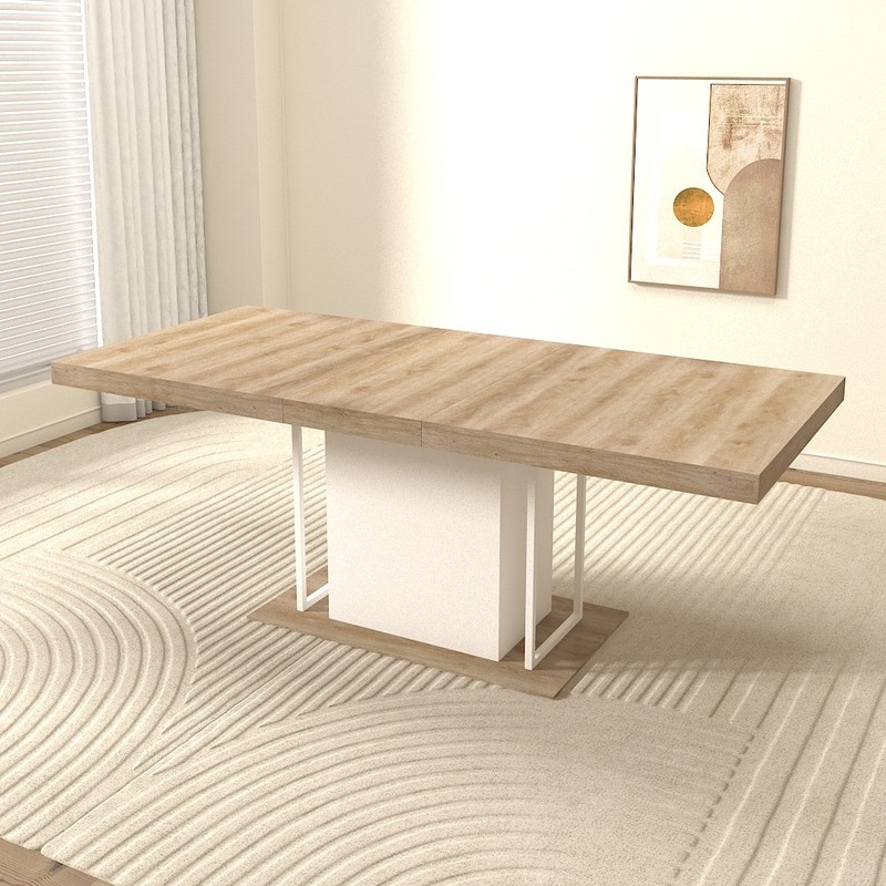 Rectangle extendable dining table for 6-10 people aged effect wood 160-200 cm gallery