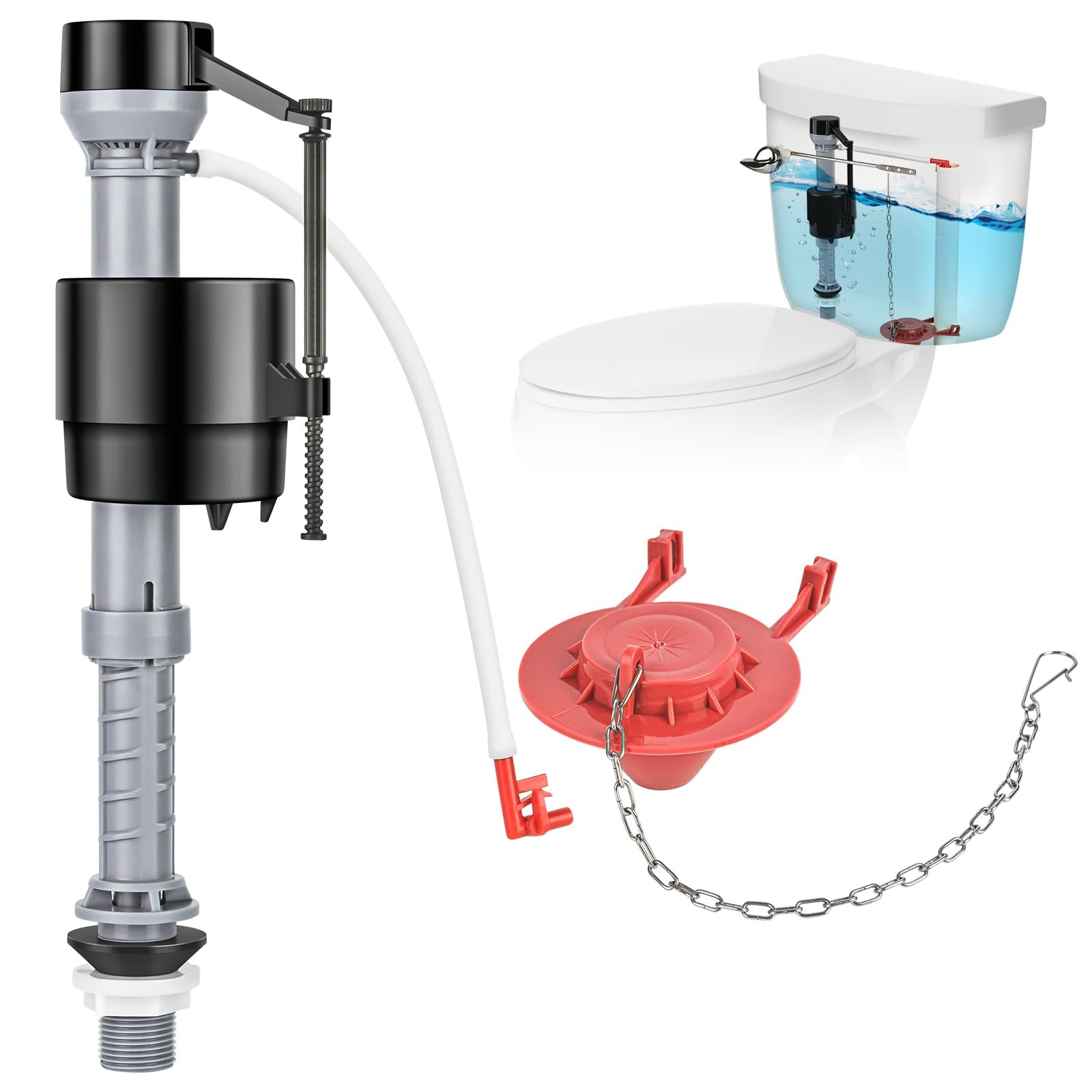 Universal Toilet Repair Kit for Inside Tank – Includes Adjustable Fill Valve ... gallery