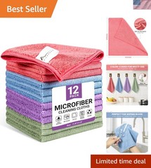 Microfiber Cleaning Cloth, 12 Pack Assorted Color Cleaning Rags for Housekeep…