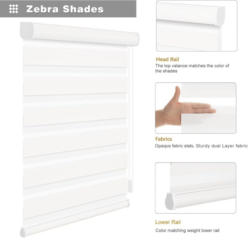 Zebra Dual Roller Blinds Horizontal Window Shade Blind Easy to Install Curtains gallery