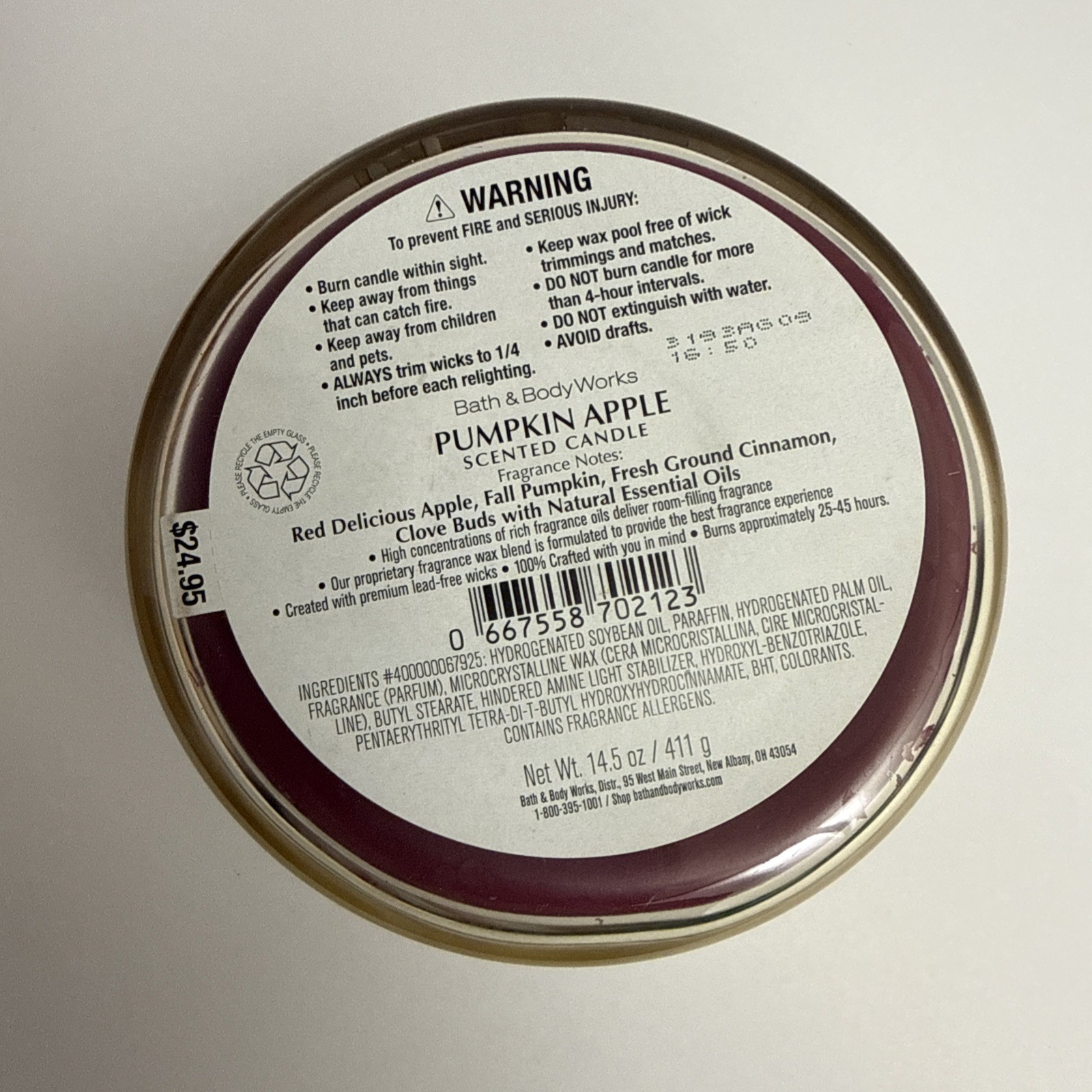 Bath & Body Works PUMPKIN APPLE, 3 Wick CANDLE, 14.5 OZ - New - gallery