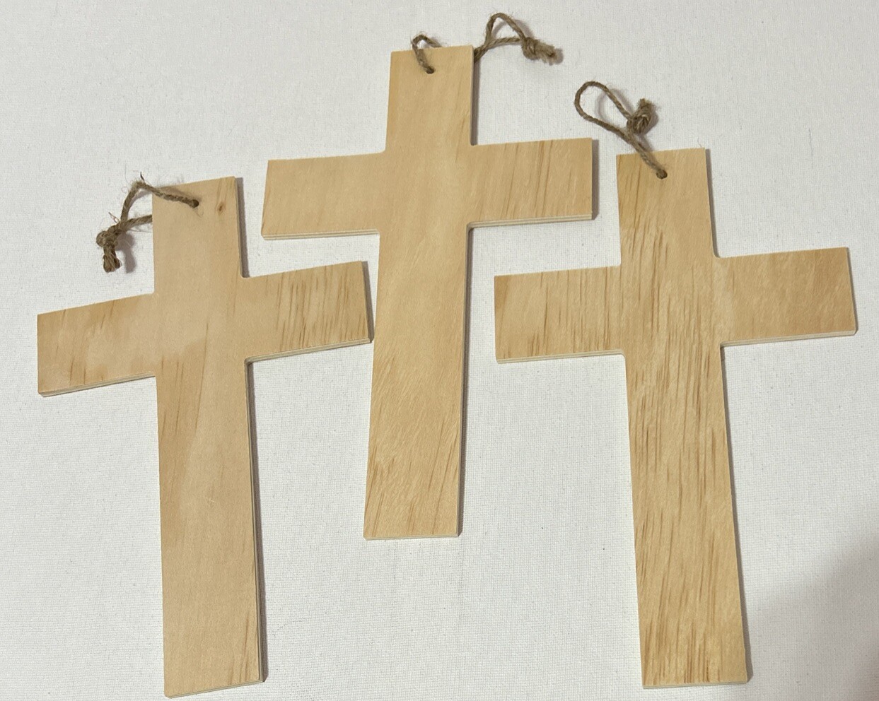 Wood Hanging Crosses Unpainted DIY Decor 9.5X6” Set Of 3 NEW gallery