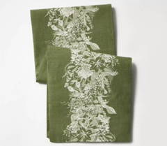 2- pack Threshold 72″ x 14″ Cotton Floral Table Runner Olive Green- New