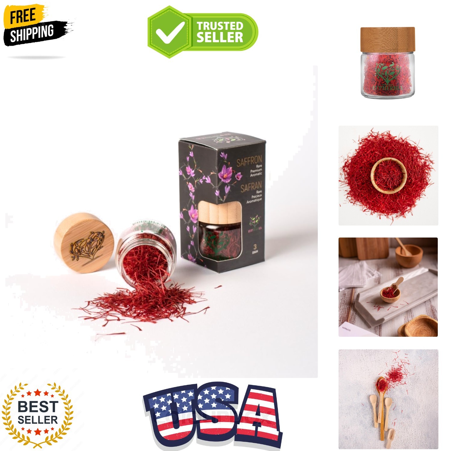 Saffron, Grade A+ All Red Saffron Threads, Pure, , Aromatic, 100% Natural, Ha... gallery