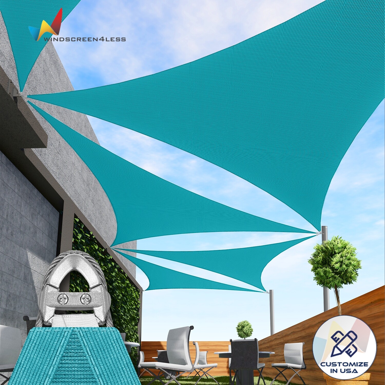 16/17/18ft Turquoise Triangle Outdoor Pool Patio Deck Steel Cable Sun Shade Sail gallery