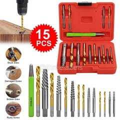 15PCS Screws Bolt Extractor with Reverse Drill Bit Ez Out Stripped Screw Nut Set