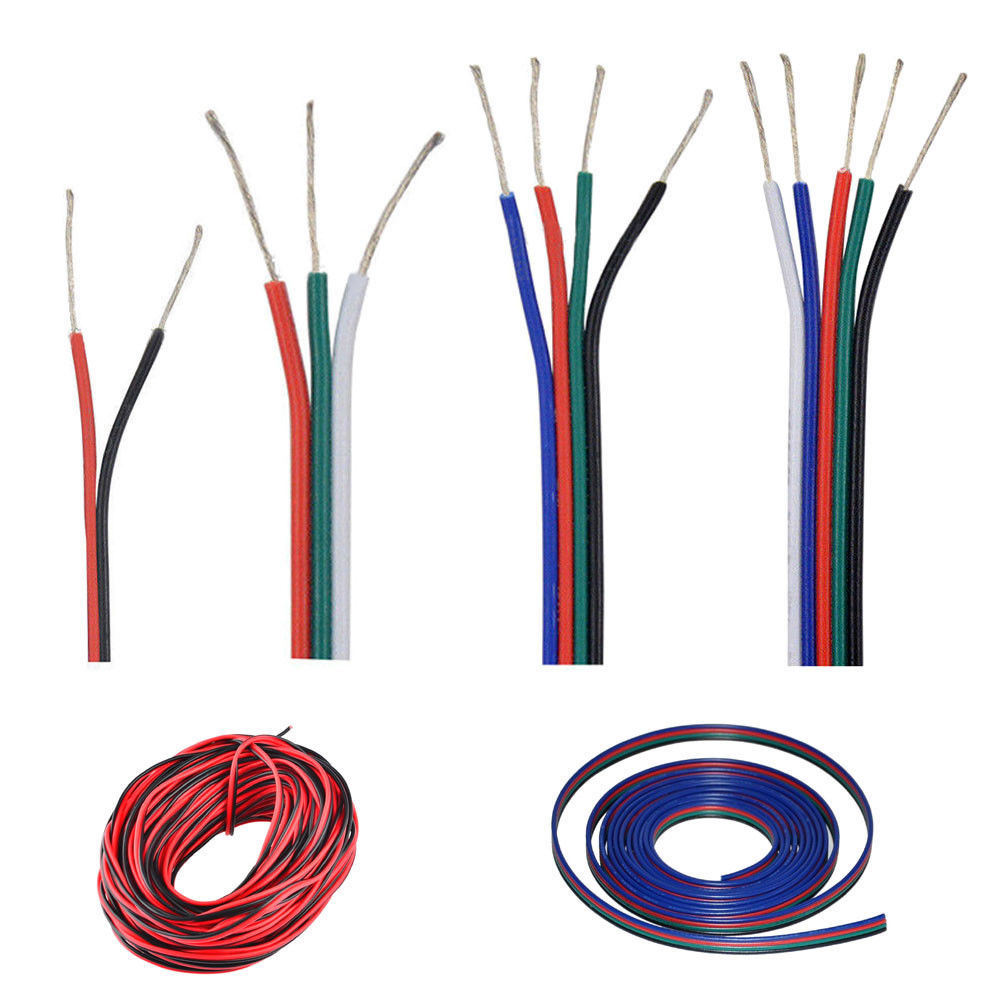 2 3 4 5 pin RGB RGBW extension cable cord Led power pixel wire 22AWG 1m-100m gallery