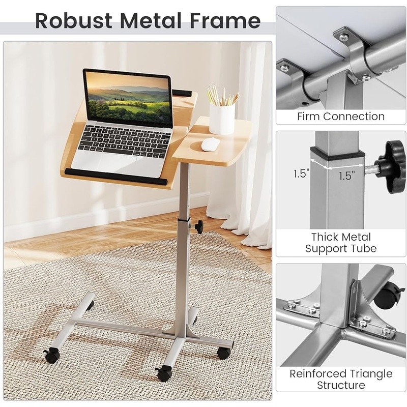 Adjustable Height Mobile Stand Desk Rolling Laptop Cart Sit to Stand Workstation gallery