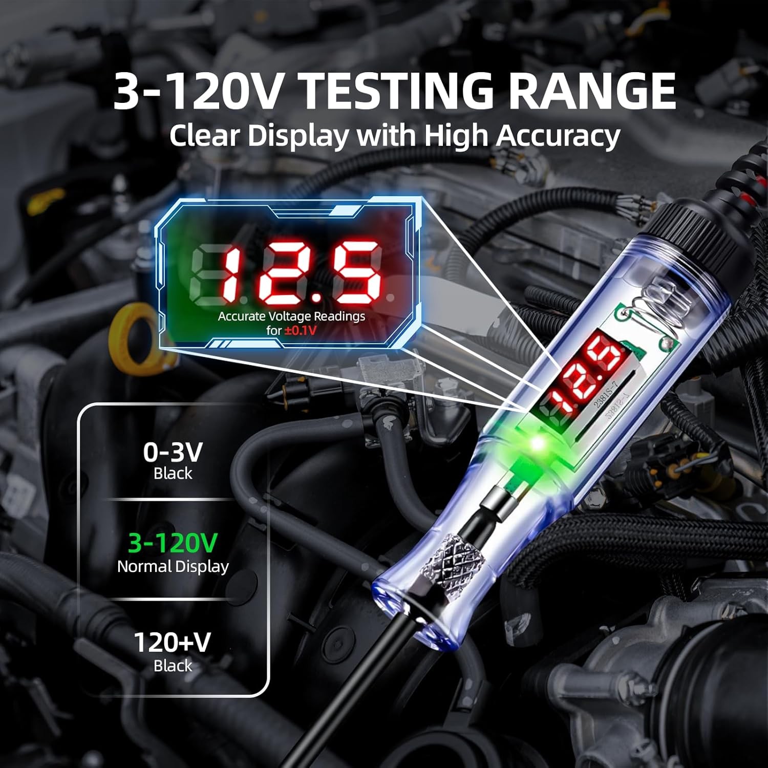 Automotive Test Light with 5-120V LED Digital Voltage Display, 3V-120V gallery