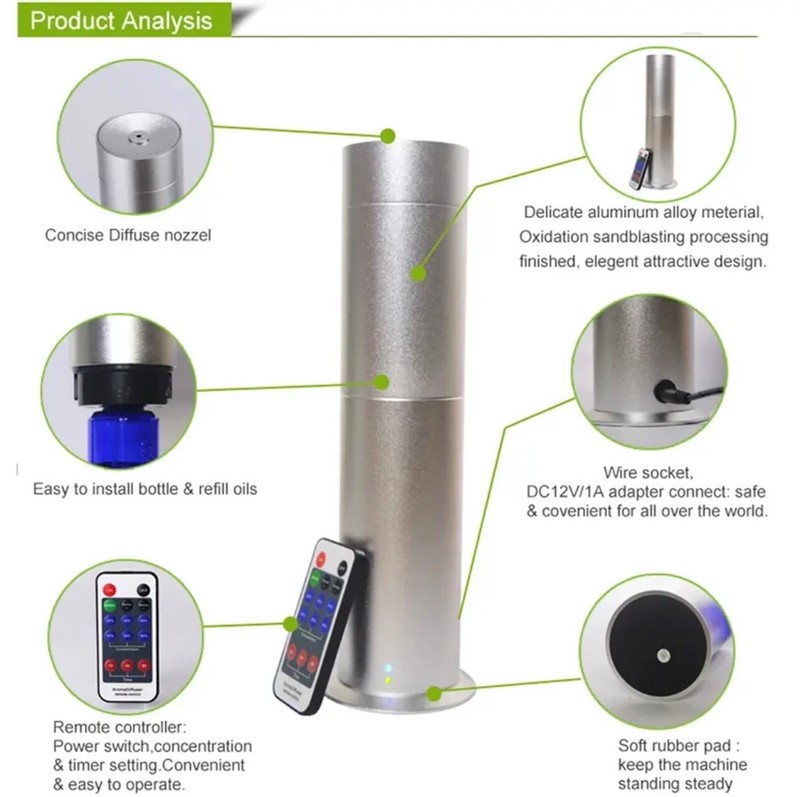 Mini360 Oil Diffuser / Aroma360 / SILVER or BLACK W/Remote Control NEW Waterless gallery