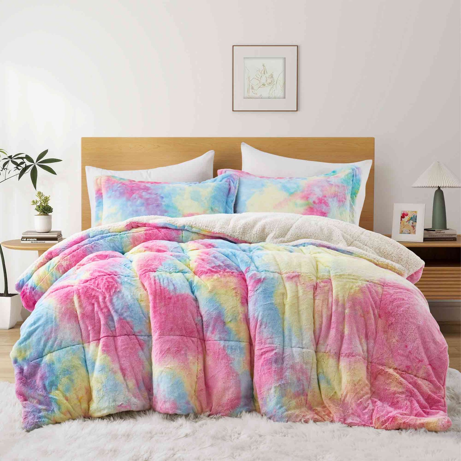 Extra Warm Reversible PV Sherpa Fleece Plush Blanket, Antistatic Comforter Sets gallery