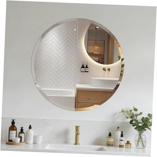 Round Bathroom Mirror, 18 inch Round Frameless Mirror,Frameless 18"L x 18"W gallery