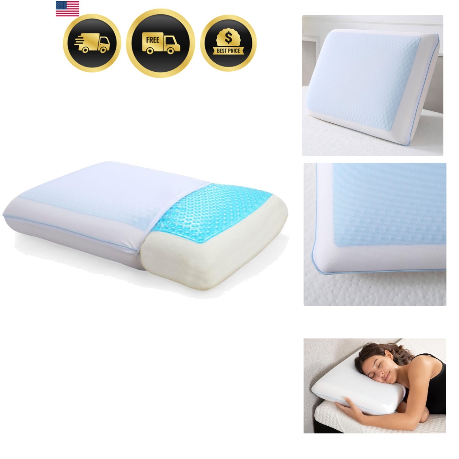 Cooling Pillow Memory Foam Pillow For Sleeping Support Supportive Sleep gallery