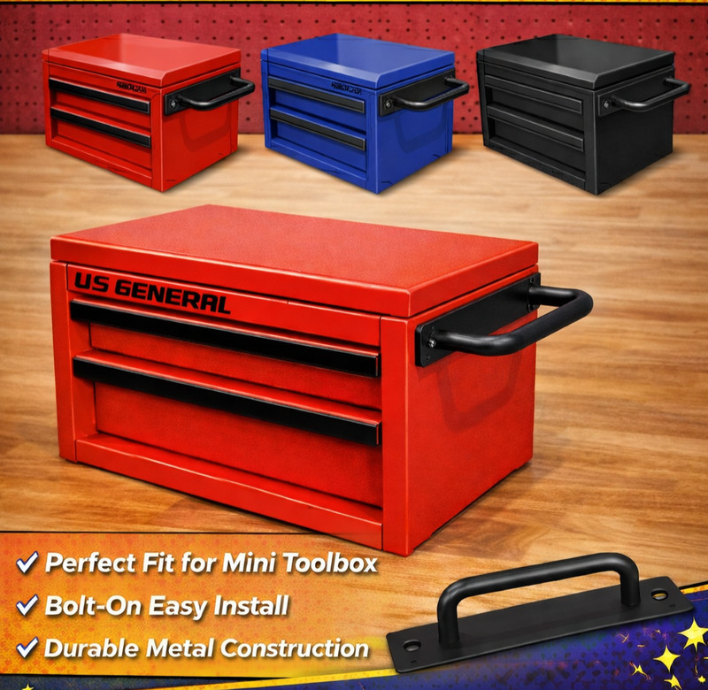 Mini Toolbox Side Handle for US General & Kobalt | Bolt-On Metal Pull Handle Up gallery