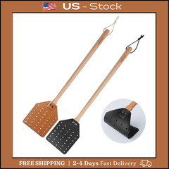 2 Pack Sturdy Leather Fly Swatter for Indoors (19.7”)Long Handle Heavy Duty