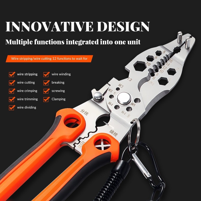 10" 12-in-1 Electrician Multi-Functional Wire & Strip Pliers Plus Much More gallery
