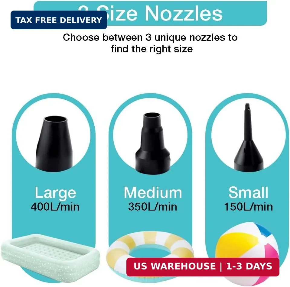 Electric Air Pump,Portable Quick-Fill Air Pump, Air Mattress Pump with 3 Nozzles gallery