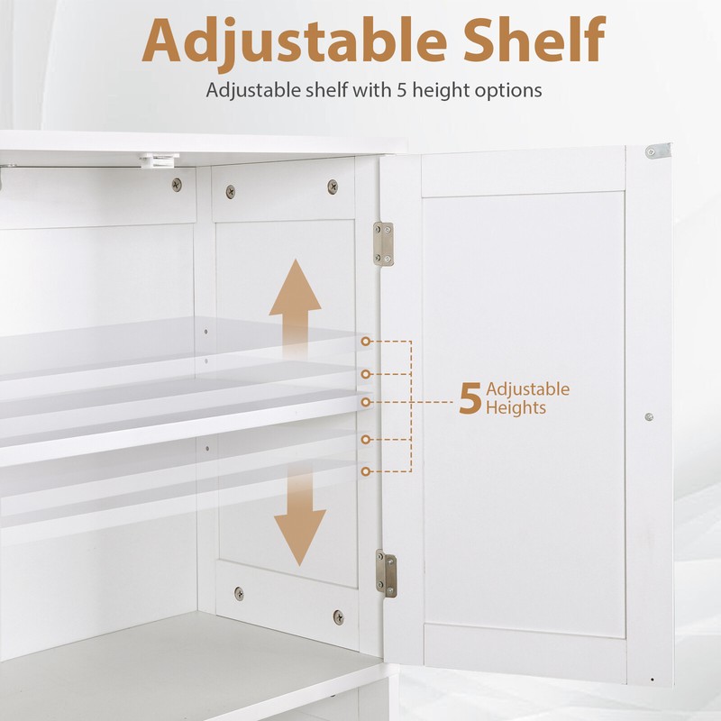 Freestanding Bathroom Floor Storage Organizer Cabinet with 2 Drawers and 2 Doors gallery